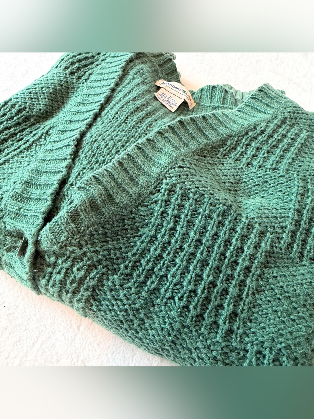 Boundary Waters Vintage Green Mixed Stitch Knit Cardigan Sweater Button Up Large - Picture 15 of 16